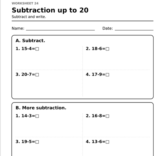CBSE Class 1 Mathematics — Printable Practice Worksheets