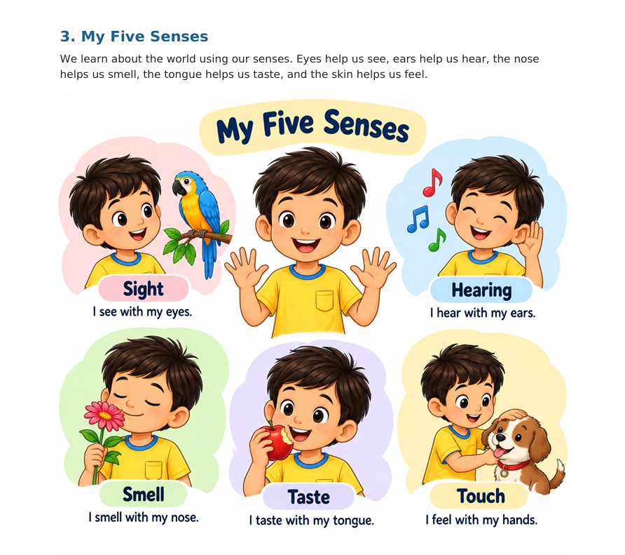 ICSE Class 1 Environmental Studies — Illustrated Knowledge Bank