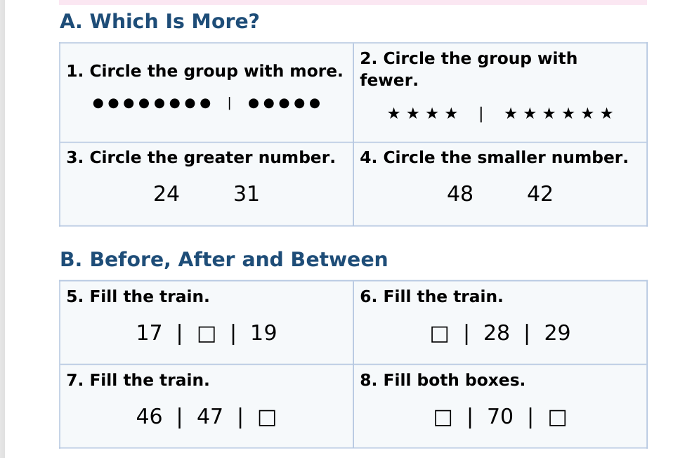 ICSE Class 1 Mathematics — Illustrated Knowledge Bank